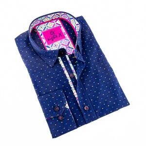 NEW EIGHT X men's fill coupe dots shirt in navy